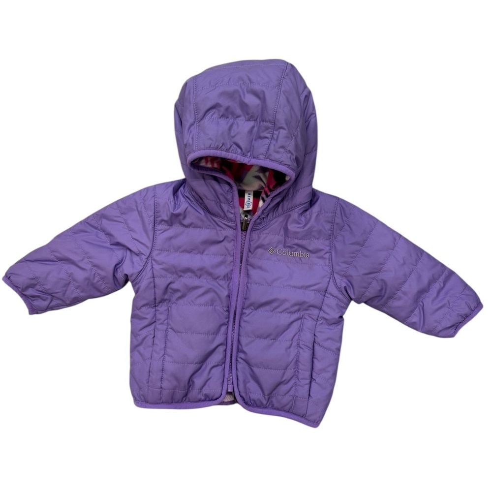 Columbia Purple Fleece Quilted Reversible Coat Jacket Toddler Girl Zip Hooded